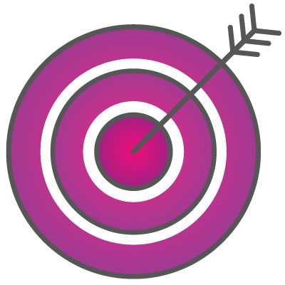 Illustration showing an arrow hitting the centre of a target