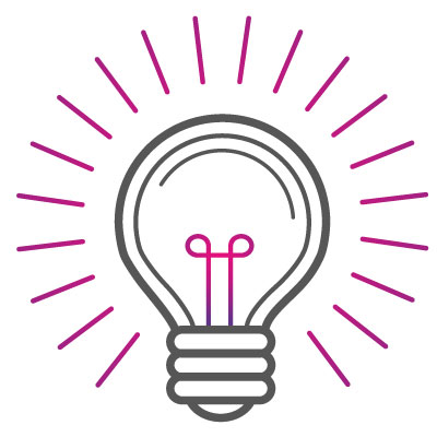 Illustration showing a bright light bulb